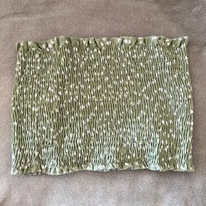 Green tube top with white hearts